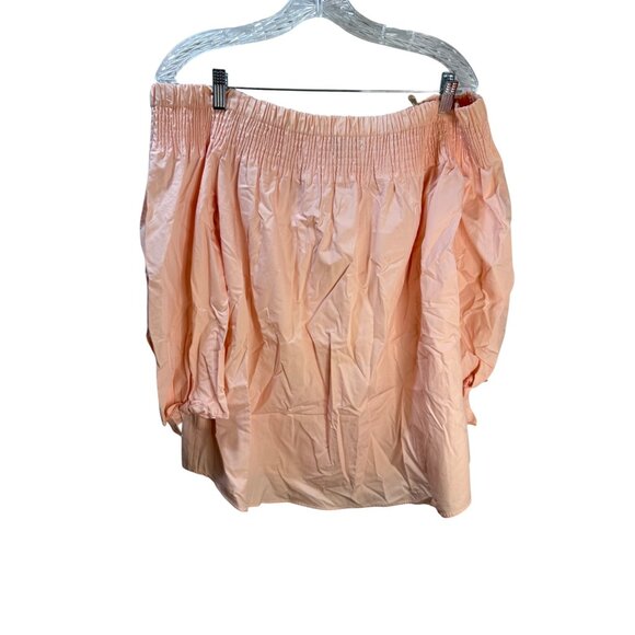 DO+BE Peach Off-Shoulder Smocked Blouse S 100% Cotton - Picture 2 of 12